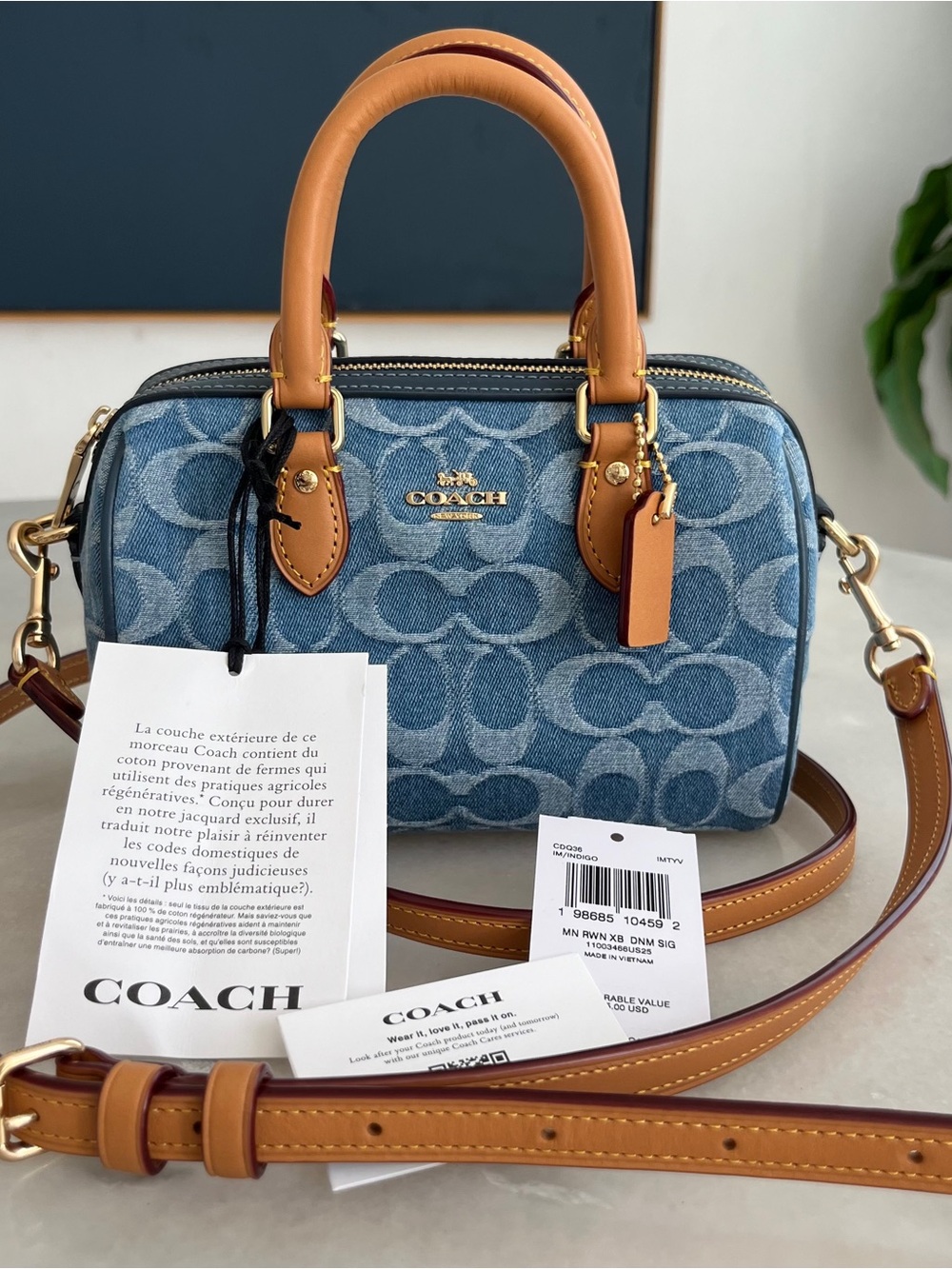Coach Mini Rowan Denim Signature NWT - Picture 2 of 10